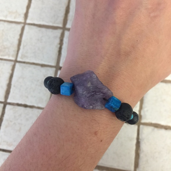 Authentic Large Amethyst Elastic Handmade Bracelet - Picture 2 of 8